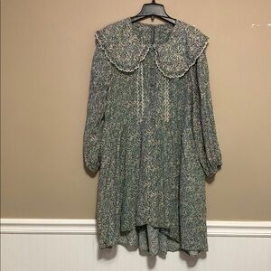 By Anthropologie Women’s Collared Floral Lounge Large Dress Cottage Oversized